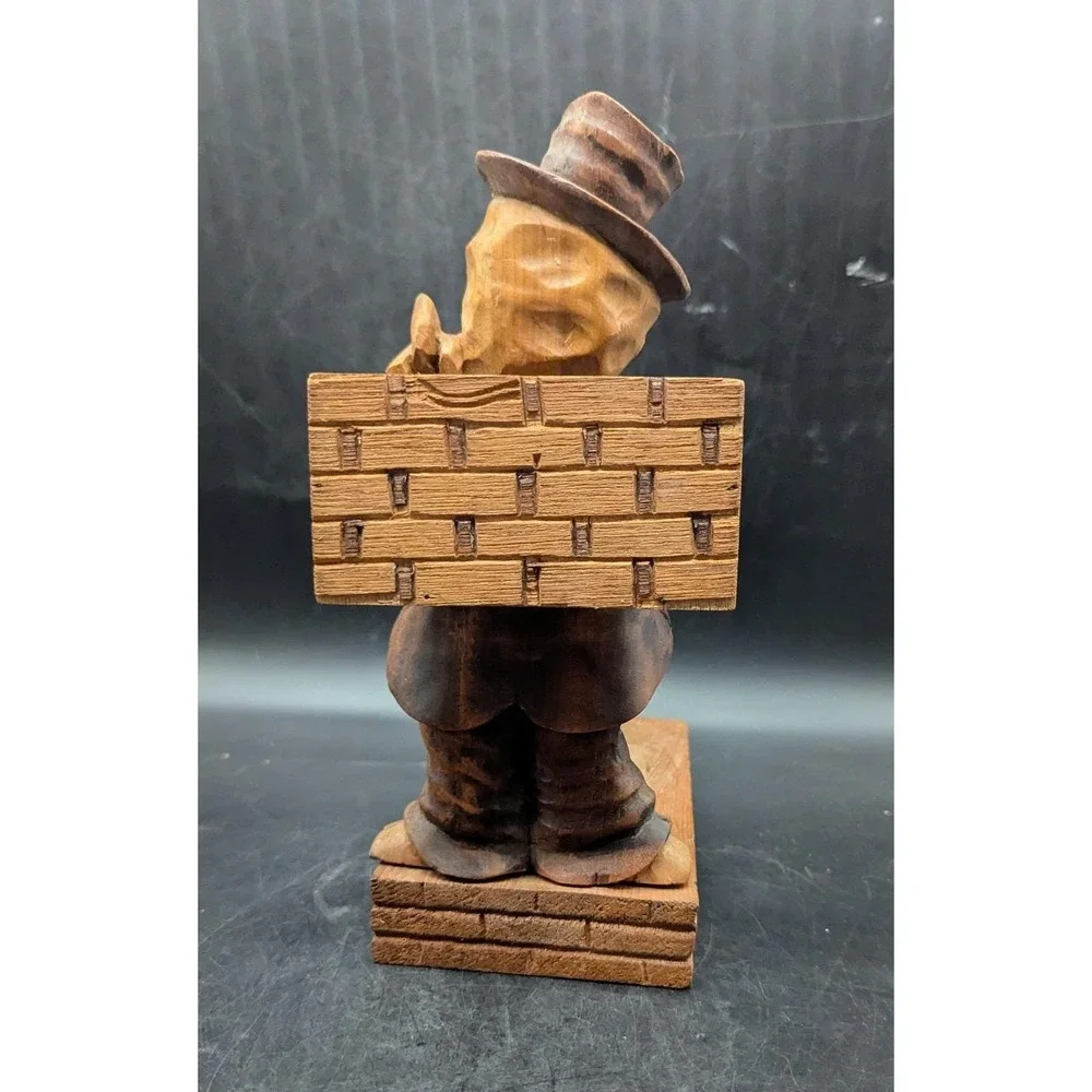 Vintage Hand Carved Wood Wooden Hobo In A Suit Pipe Holder
